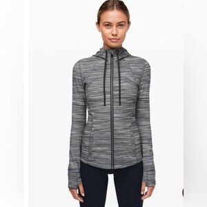 Lululemon Athletica hooded nulu define jacket-heathered black/white size 6- EUC
